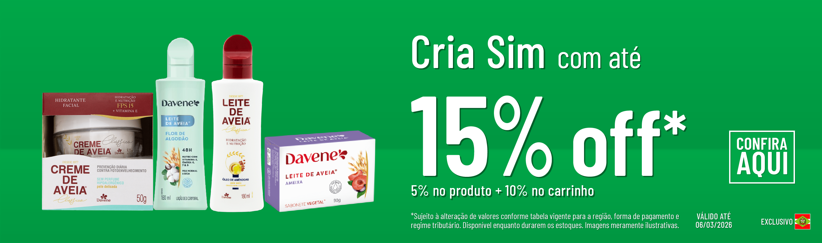 Linha Cria Sim com 15% OFF*