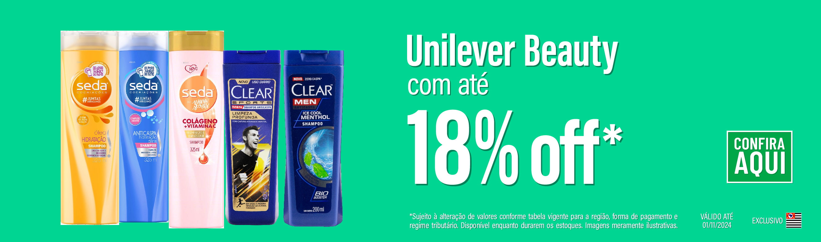 Linha Unilever Beauty com 18% OFF*