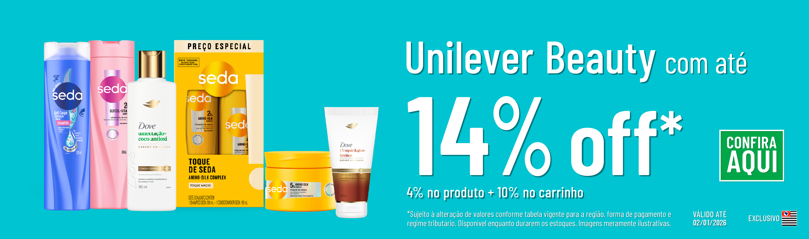 Linha Unilever Beauty com 14% OFF*