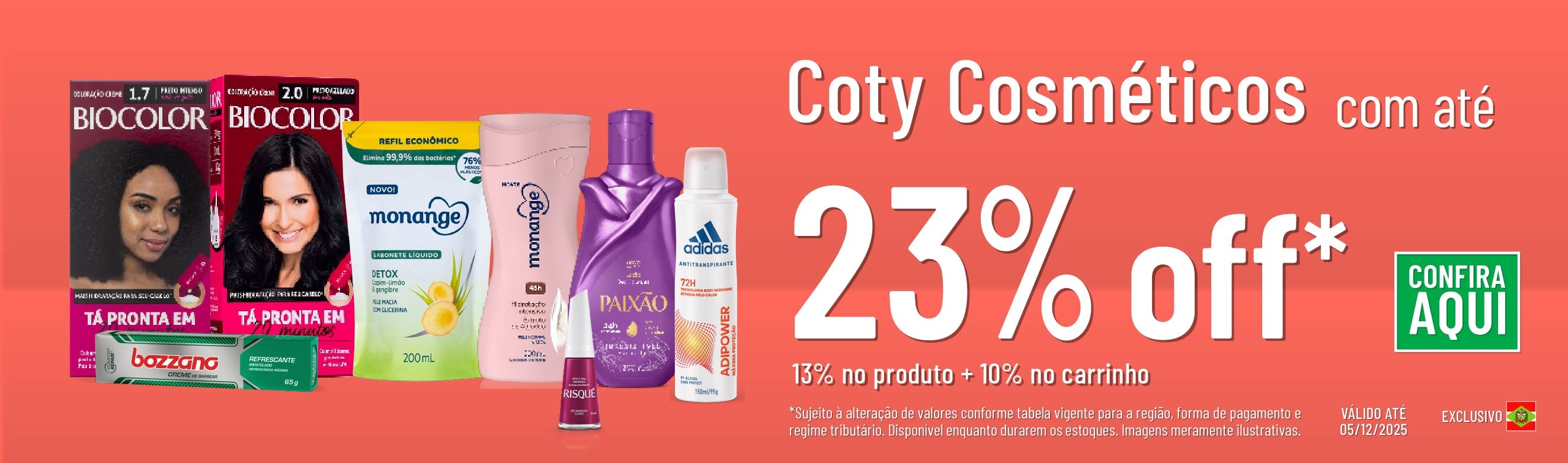 Linha Coty com 23% OFF*