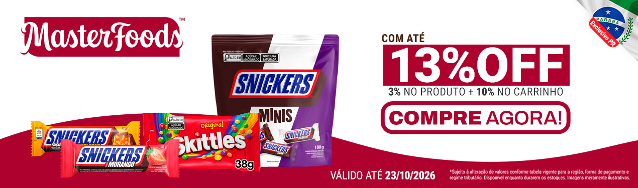 Linha Masterfoods com 13% OFF*