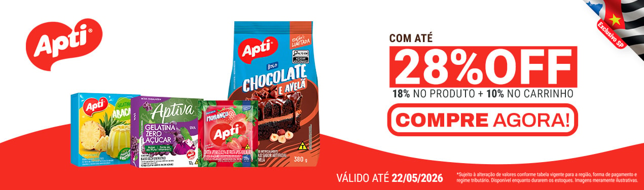 Linha Apti com 28% OFF*