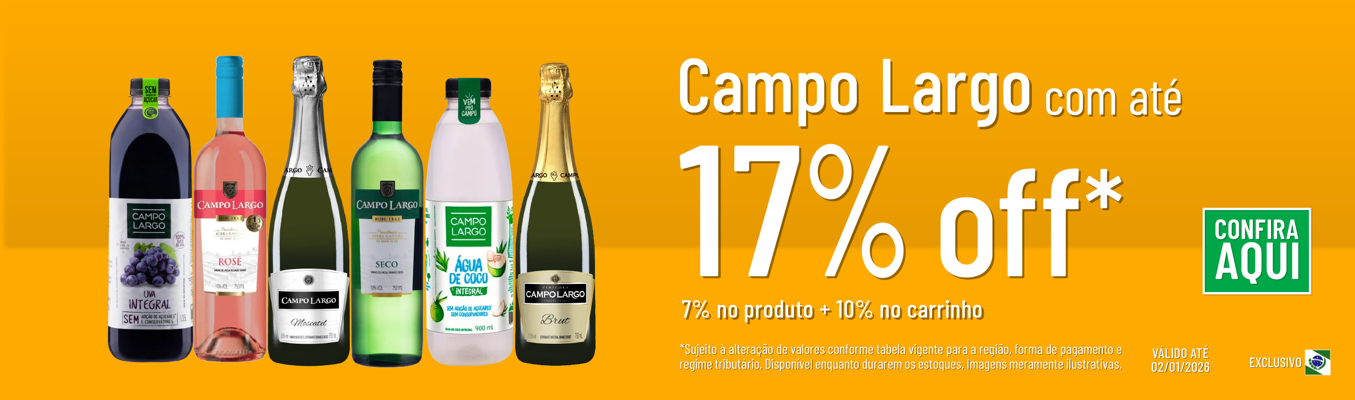 Linha Campo Largo com 17% OFF*