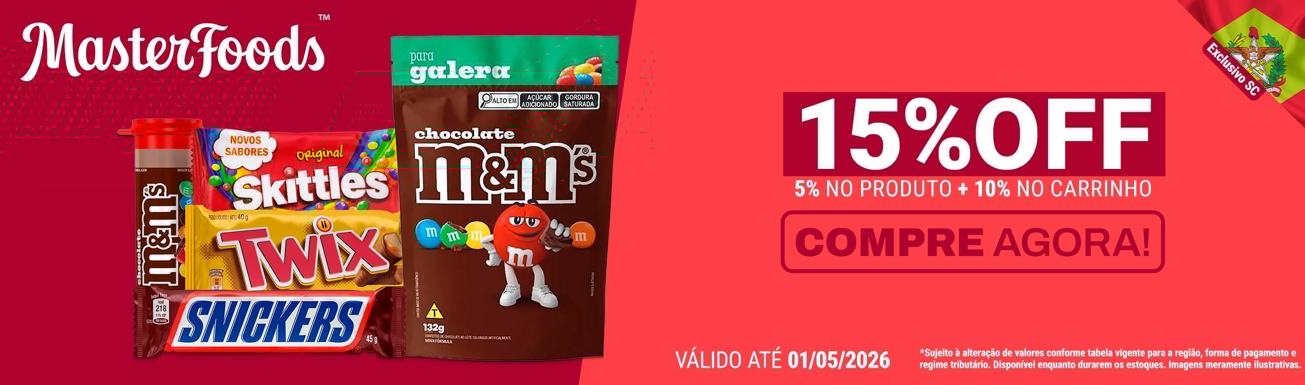 Linha Masterfoods em até 15%OFF*