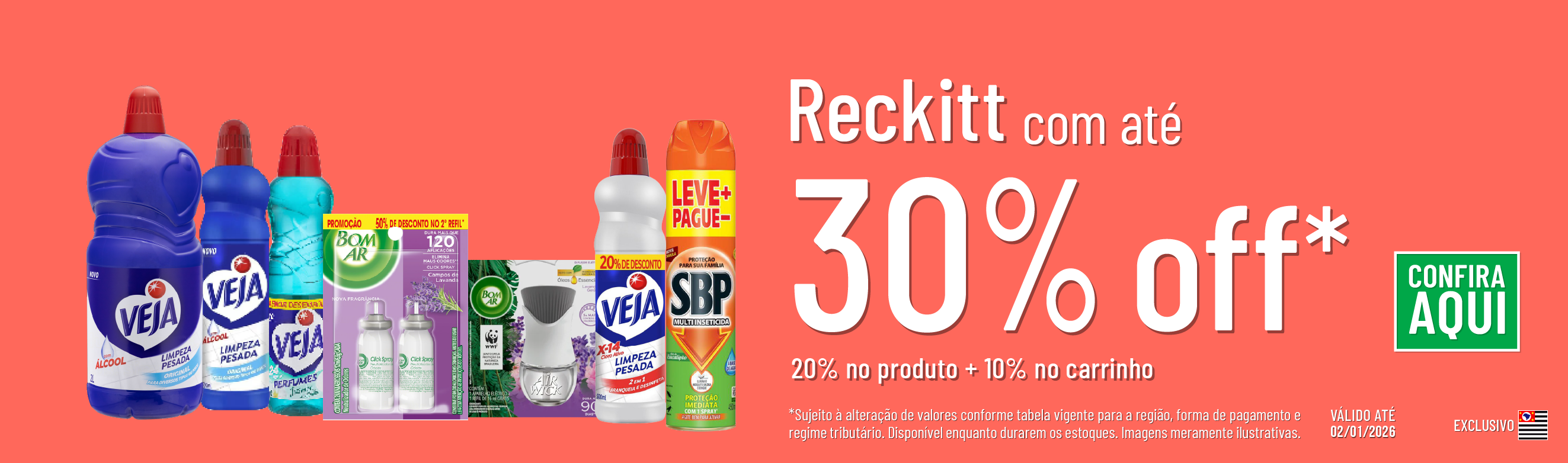 Linha Reckitt com 30% OFF*