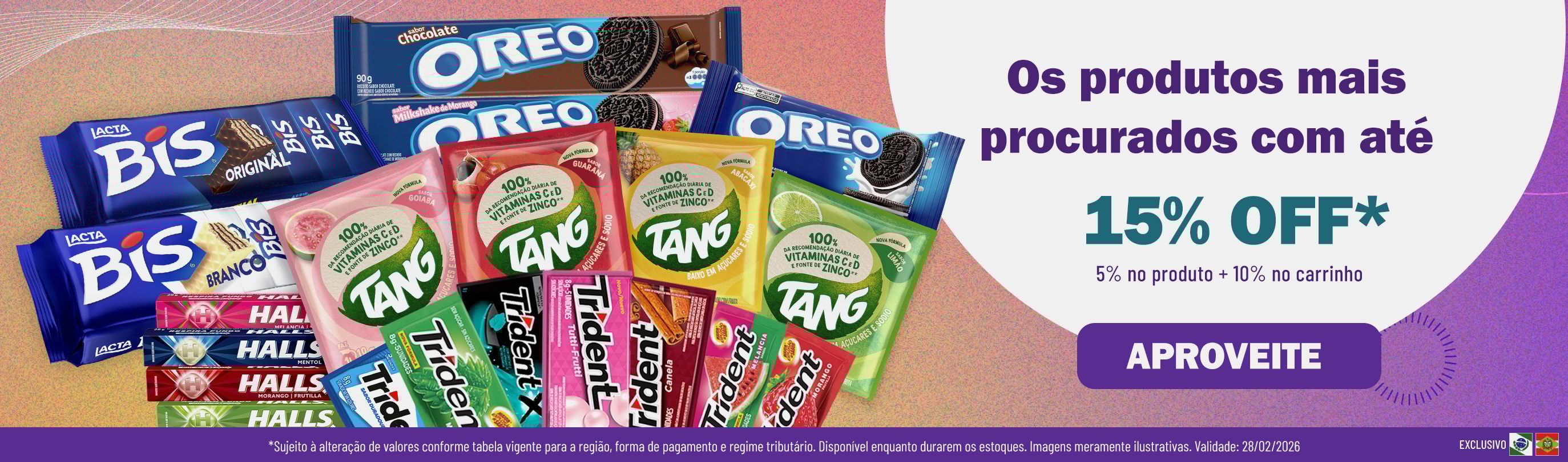Linha Mondelez com 15% OFF*