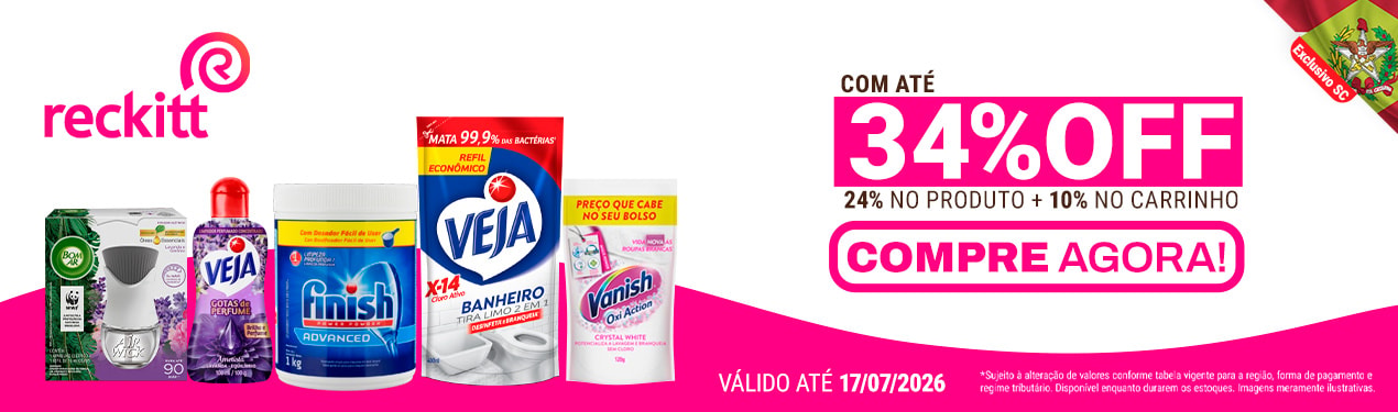 Linha Reckitt com 34% OFF*