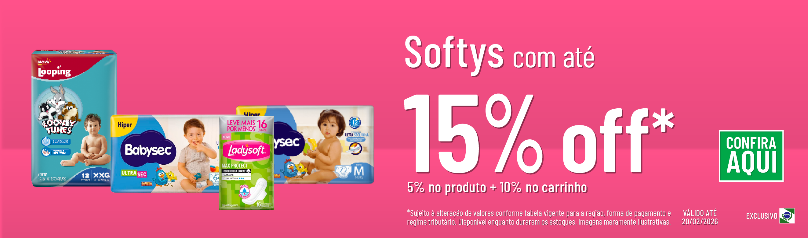 Linha Softys com 15% OFF*