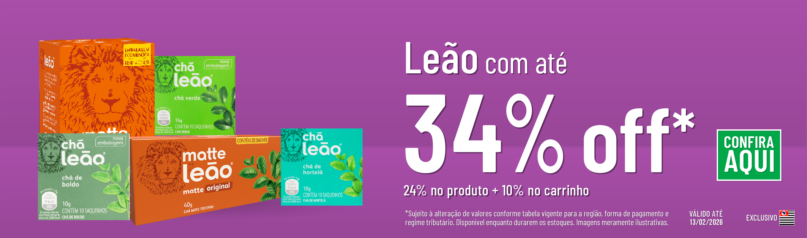 Linha Leão com 34% OFF*