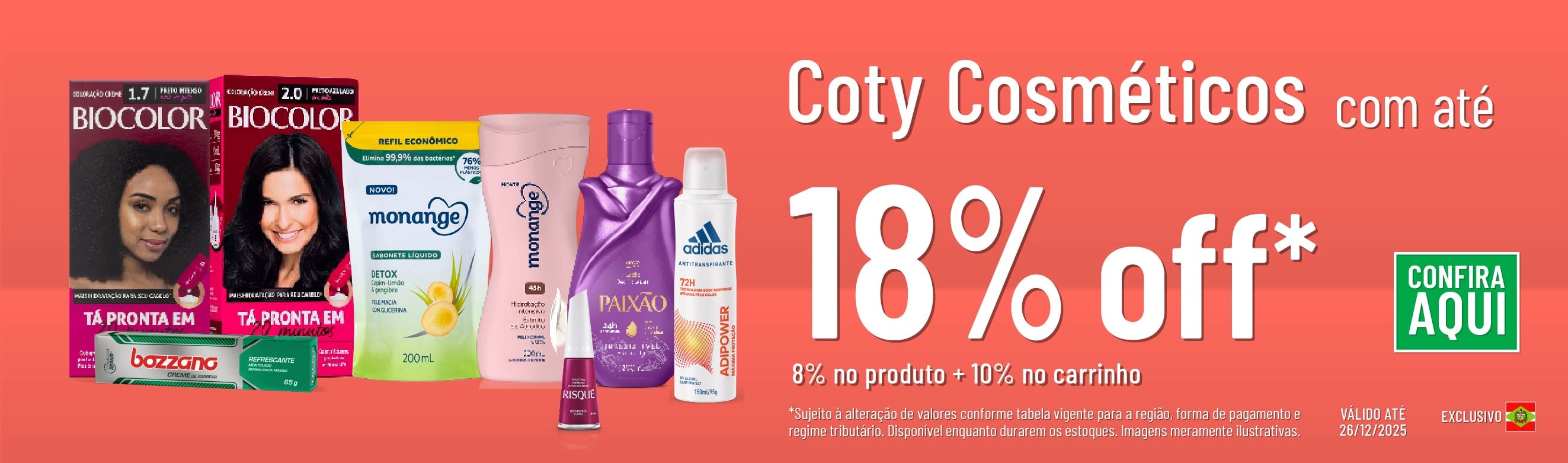 Linha Coty com 18% OFF*