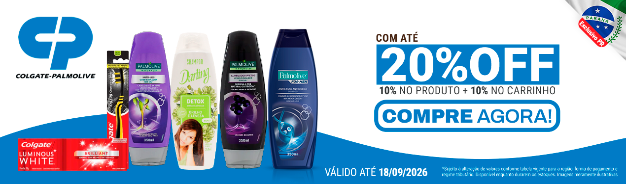 Linha Colgate Palmolive com 20% OFF*