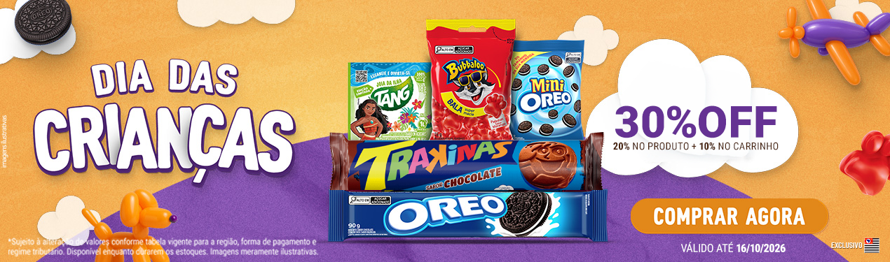 Linha Mondelez com 30% OFF*