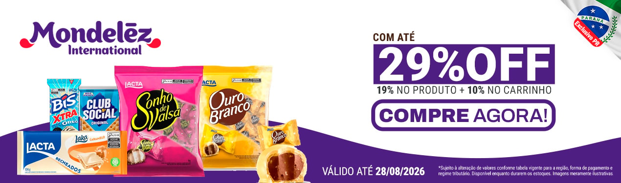 Linha Mondelez com 29% OFF*