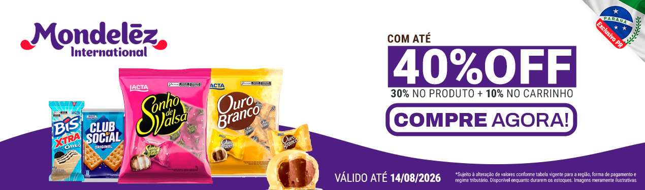 Linha Mondelez com 40% OFF*