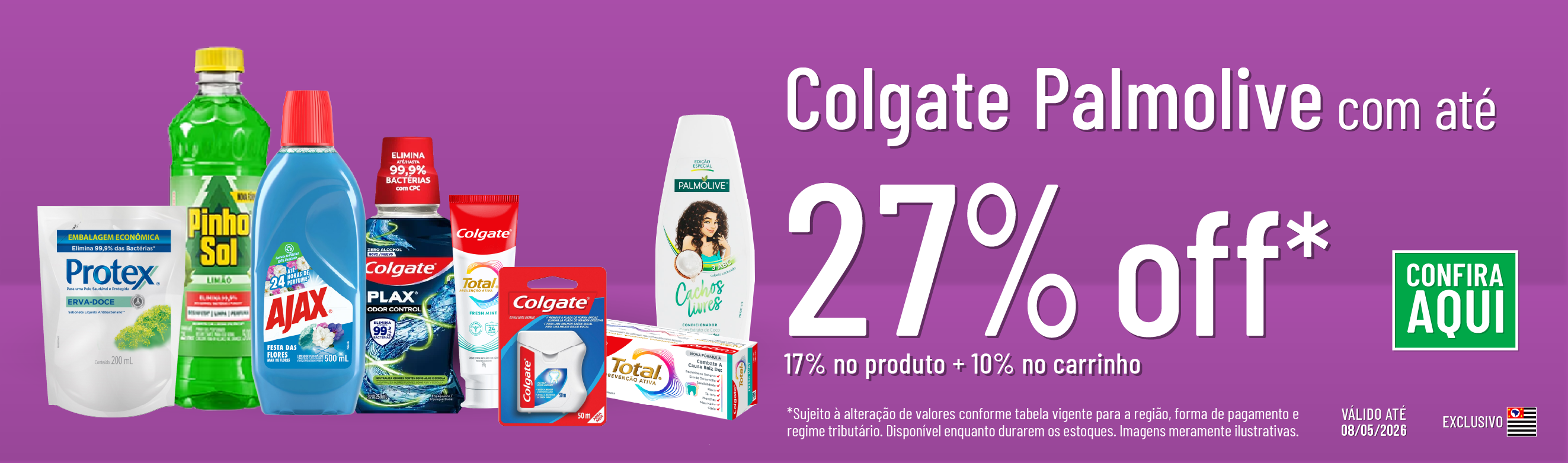 Linha Colgate Palmolive com 27% OFF*
