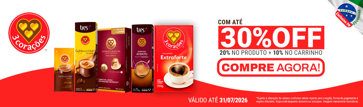 Linha 3 corações com 30% OFF*