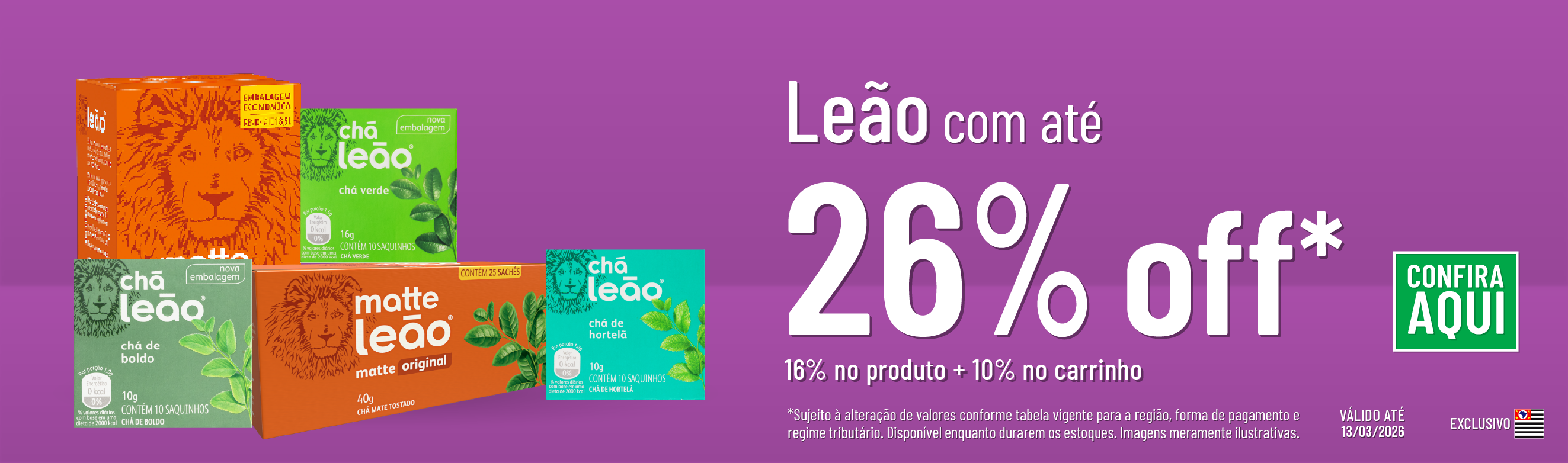 Linha Leão com 26% OFF*