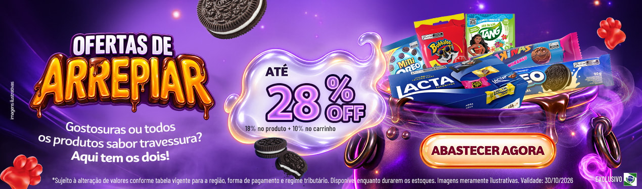 Linha Mondelez com 28% OFF*