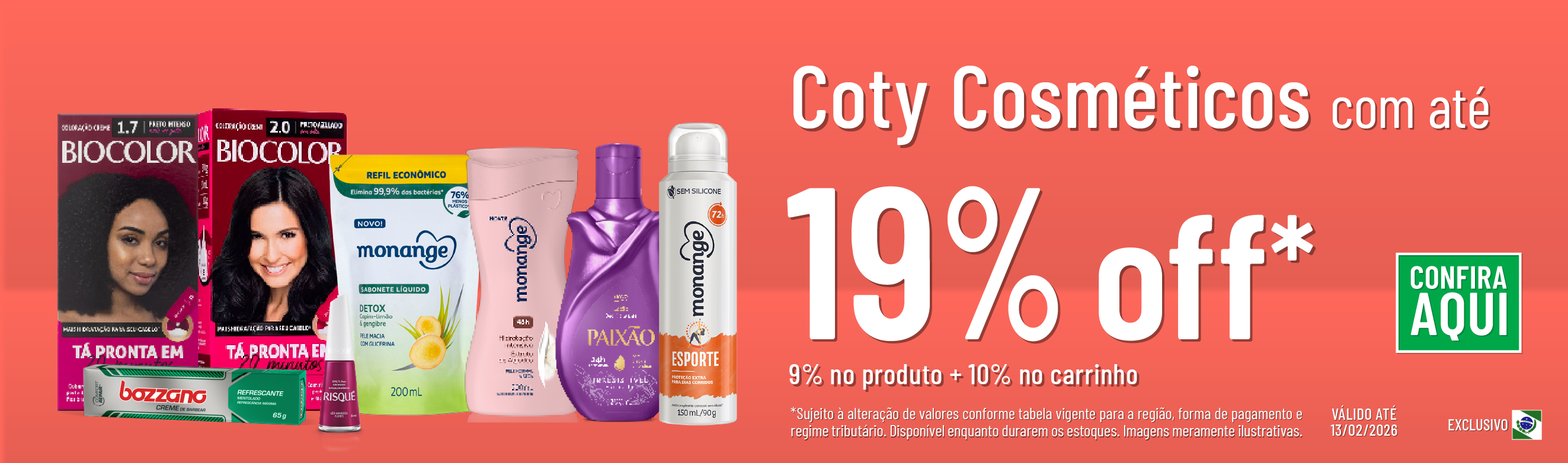 Linha Coty com 19% OFF*