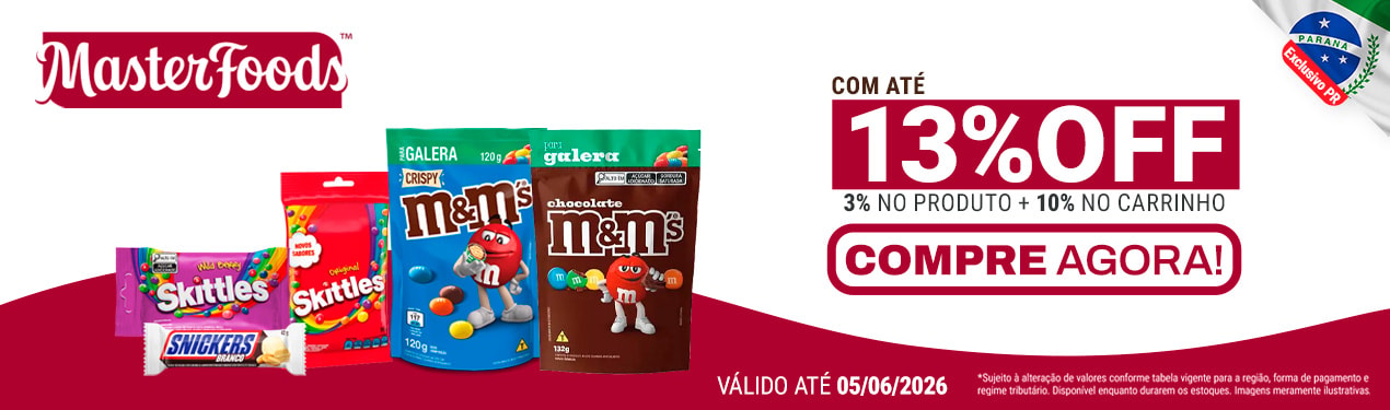 Linha Masterfoods com 13% OFF*
