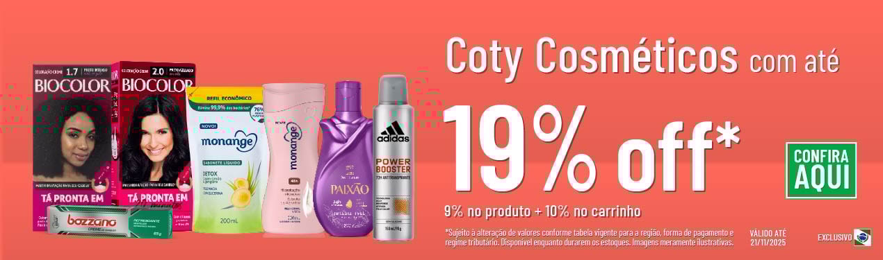 Linha Coty com 19% OFF*