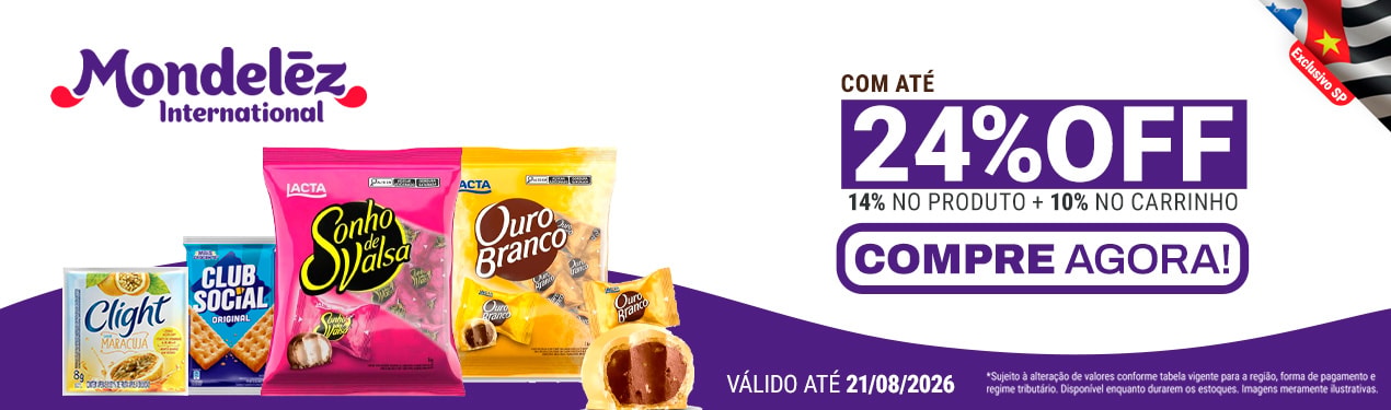 Linha Mondelez com 24% OFF*