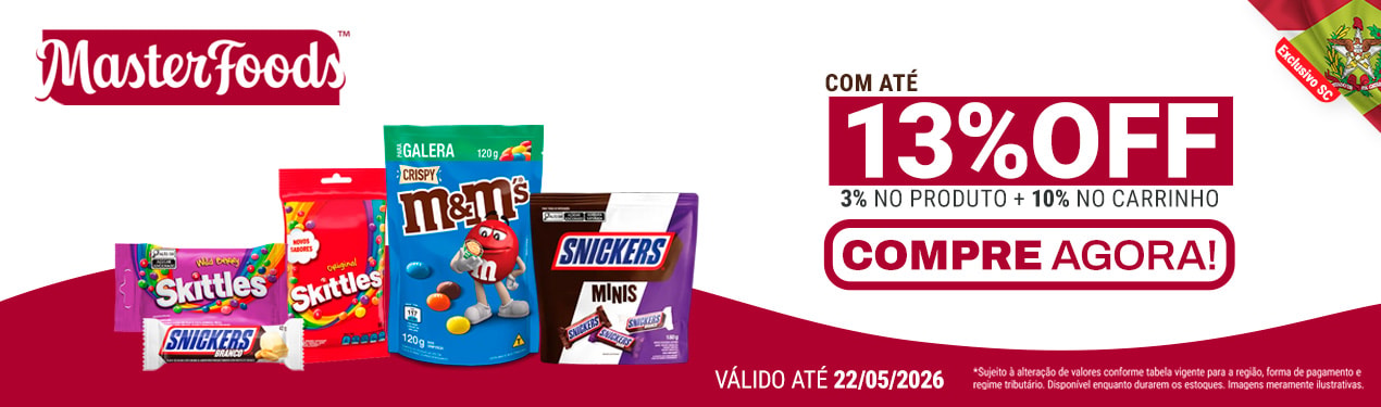 Linha Masterfoods com 13% OFF*
