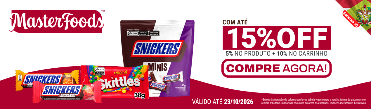 Linha Masterfoods com 15% OFF*