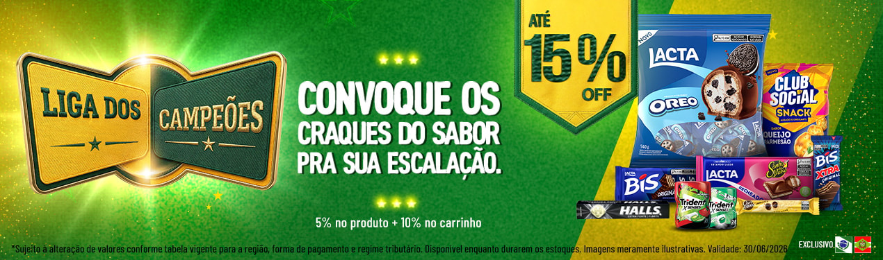 Linha Mondelez com 15% OFF*