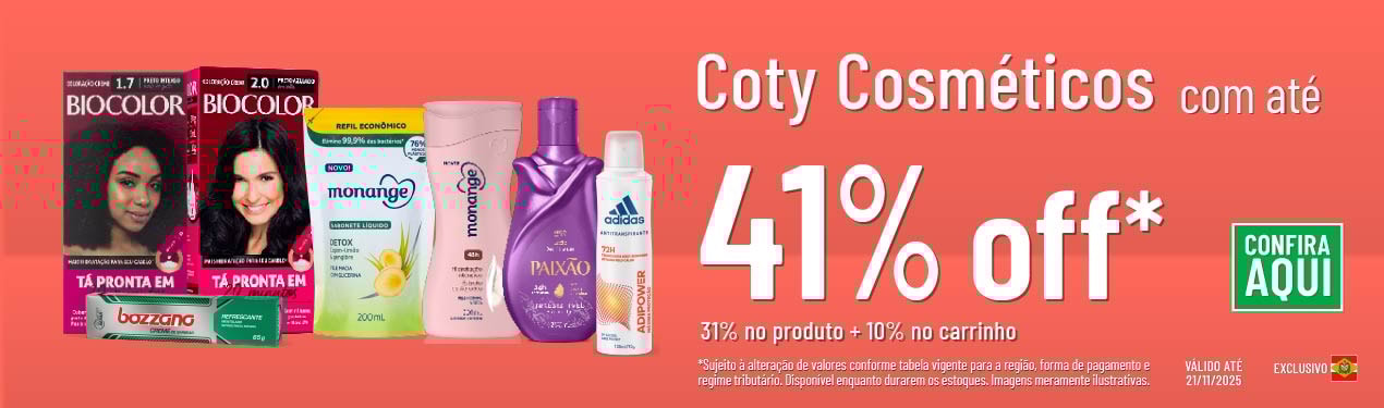 Linha Coty com 41% OFF*