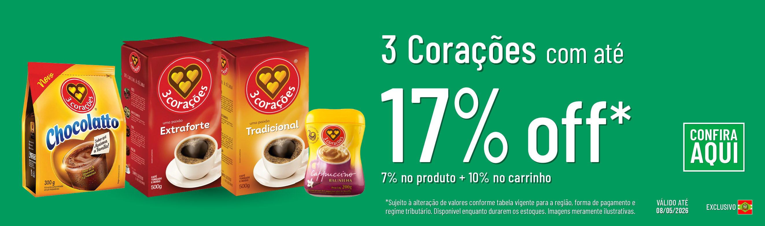 Linha 3 Corações com 17% OFF*