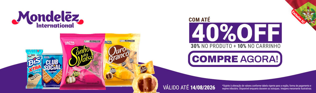 Linha Mondelez com 40% OFF*