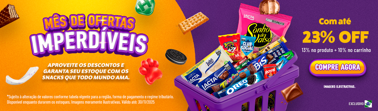 Linha Mondelez com 23% OFF*