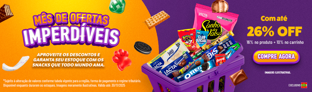Linha Mondelez com 26% OFF*