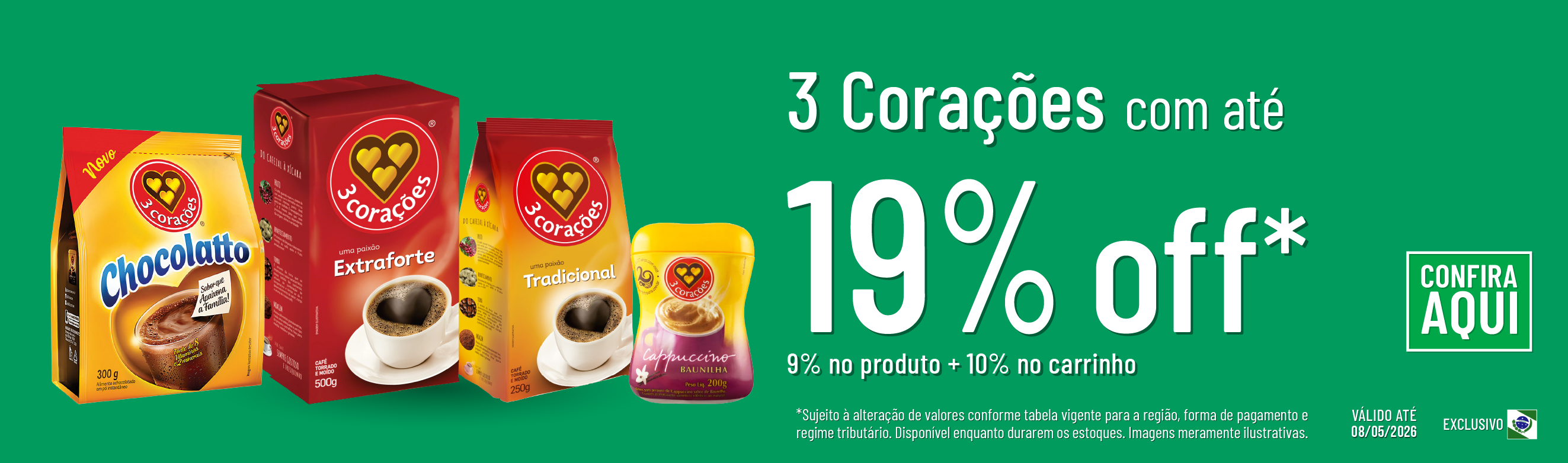Linha 3 Corações com 19% OFF*