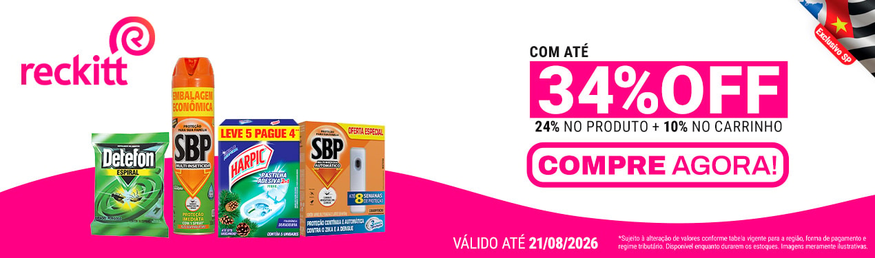 Linha Reckitt com 34% OFF*
