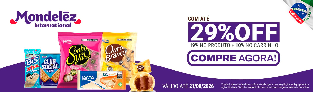 Linha Mondelez com 29% OFF*