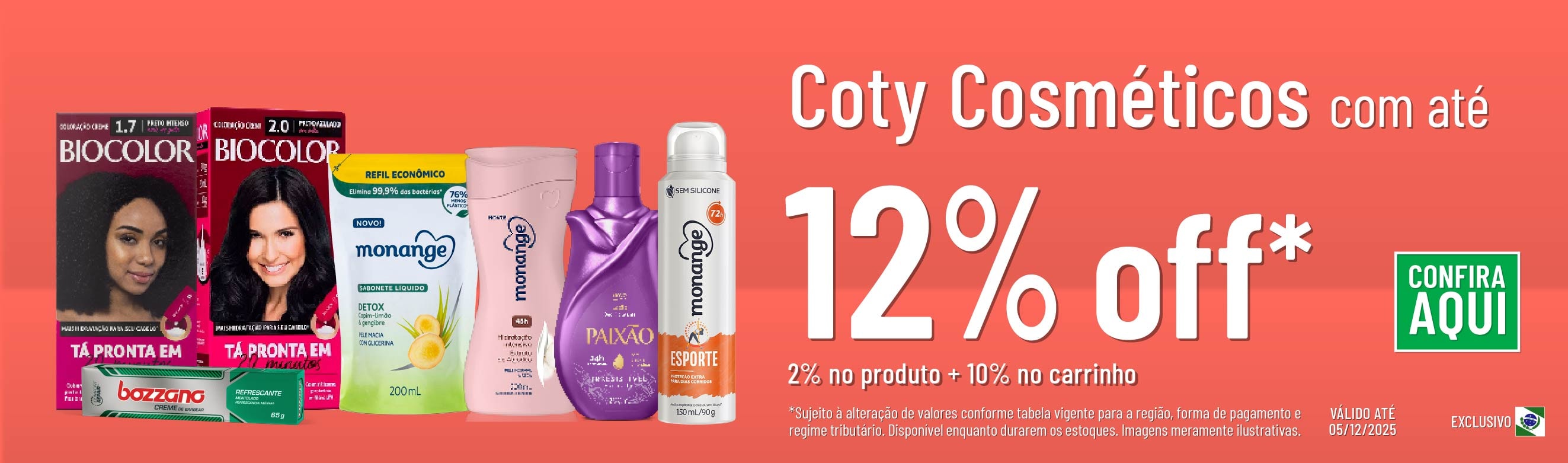 Linha Coty com 12% OFF*