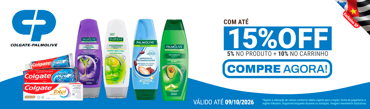 Linha Colgate Palmolive com 15% OFF*