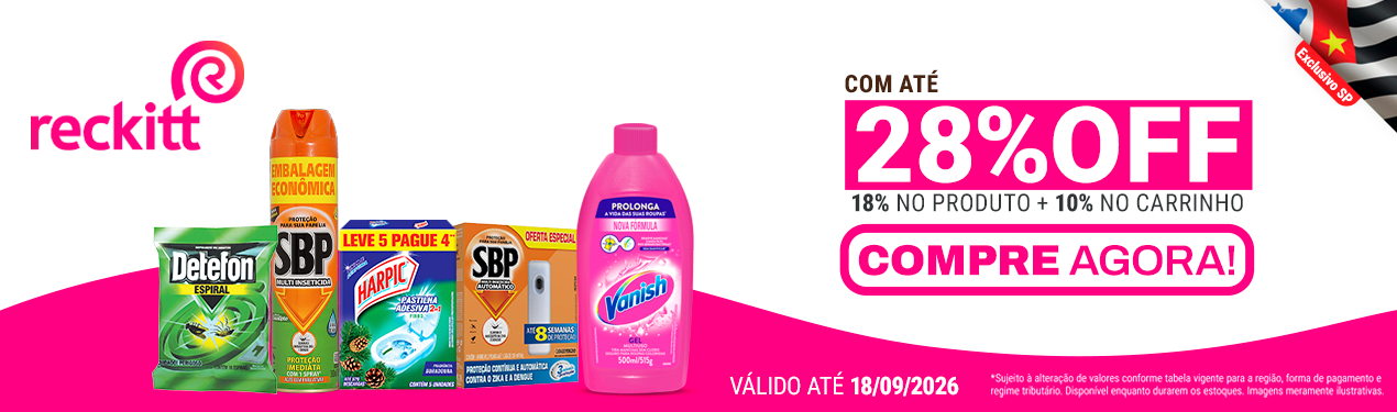 Linha Reckitt com 28% OFF*
