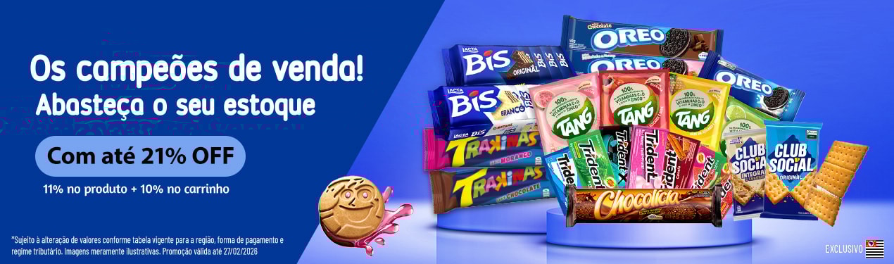 Linha Mondelez com 21% OFF*