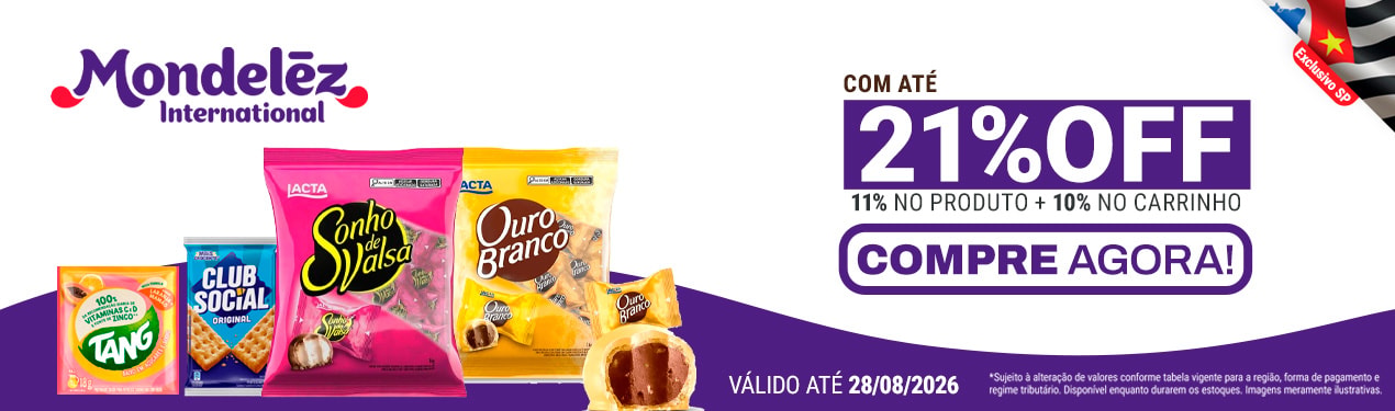 Linha Mondelez com 21% OFF*