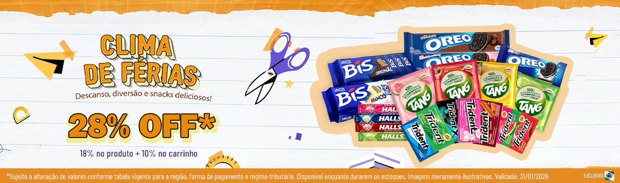 Linha Mondelez com 28% OFF*