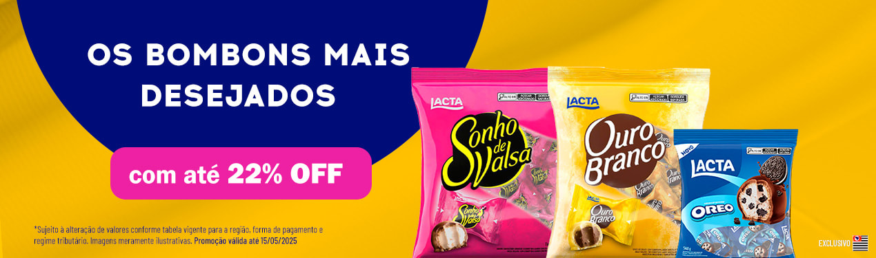 Linha Mondelez com 22% OFF*