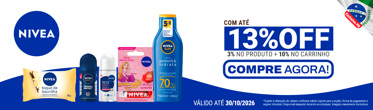 Linha Nivea com 13% OFF*