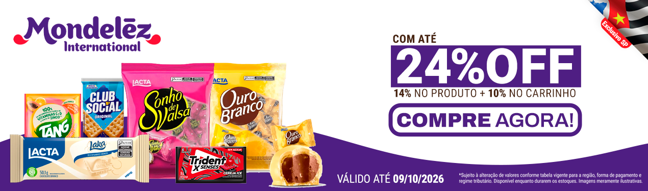 Linha Mondelez com 24% OFF*