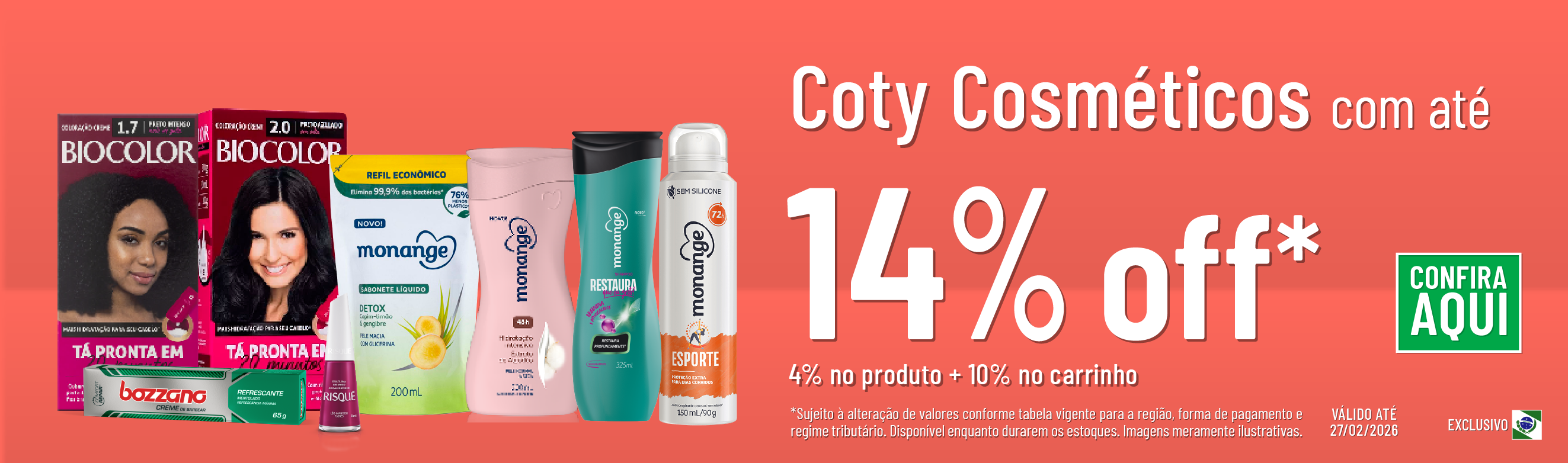 Linha Coty com 14% OFF*