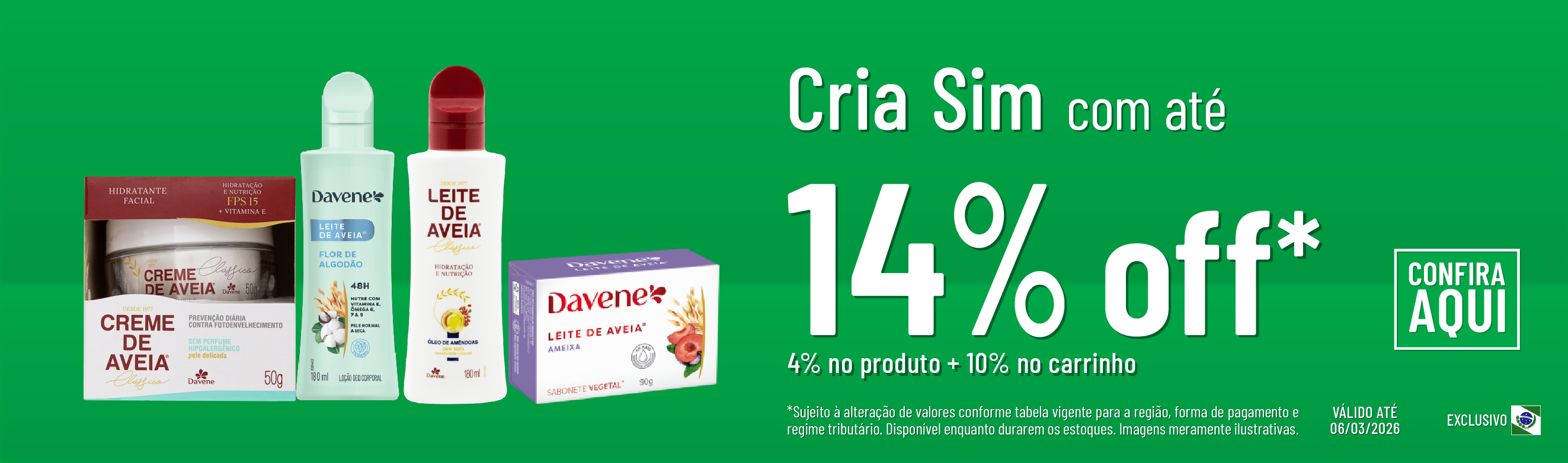 Linha Cria Sim com 14% OFF*