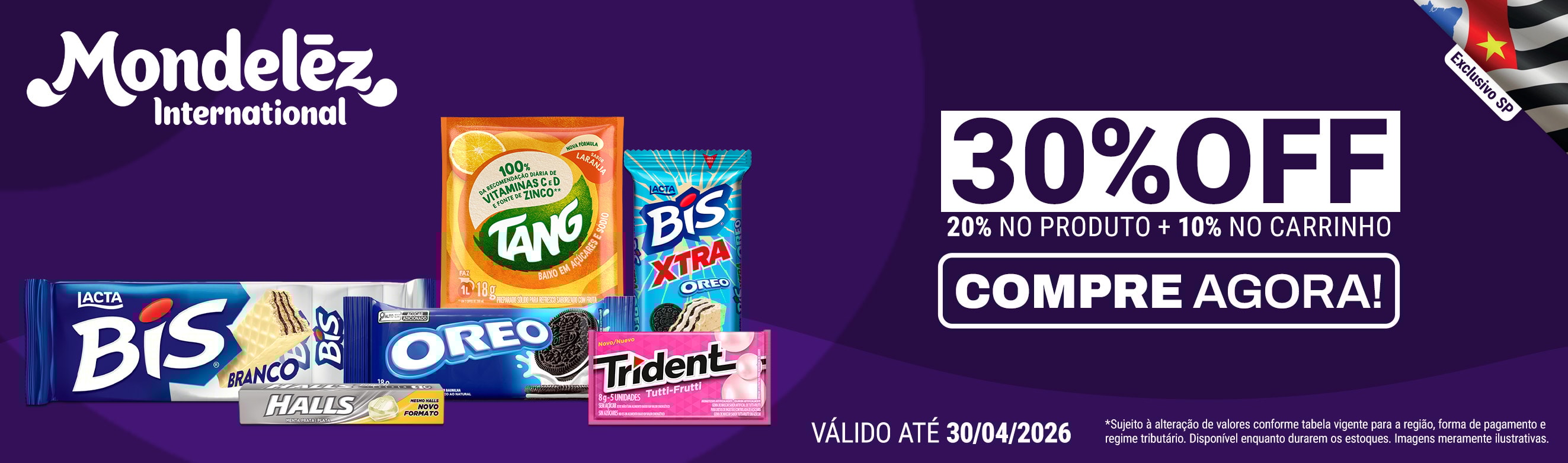 Linha Mondelez em até 30%OFF*