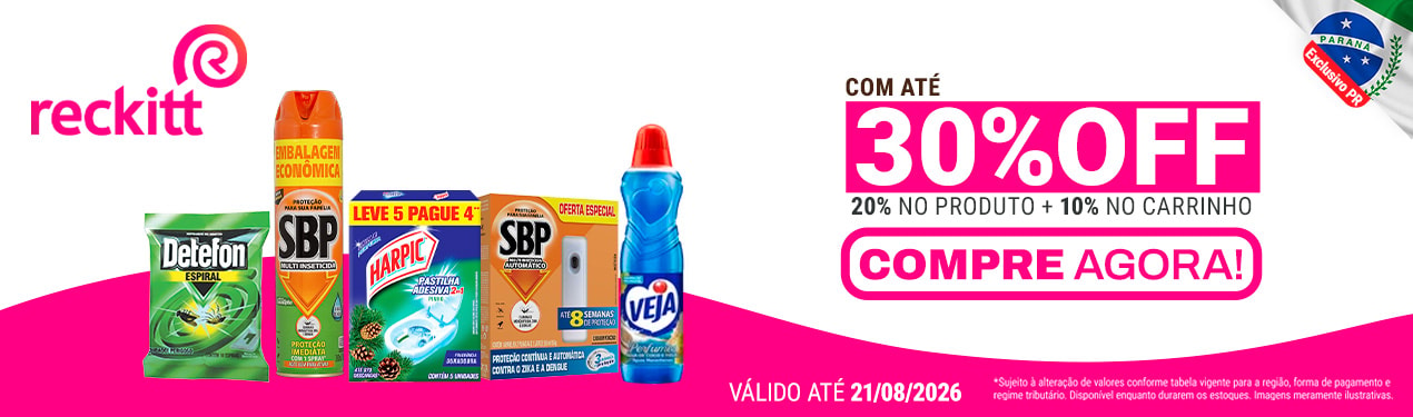 Linha Reckitt com 30% OFF*